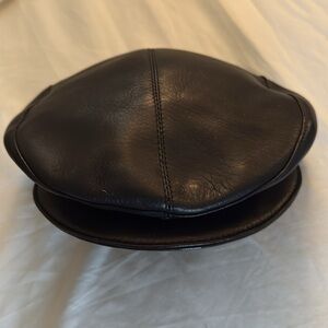 Lord Jim Vintage Newsboy Leather Biker Driving Hat with snap brim